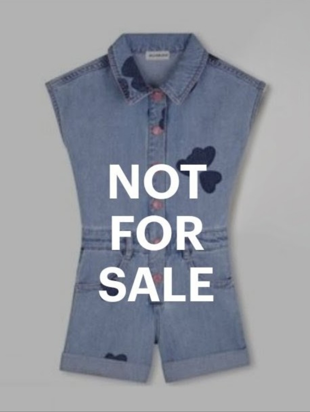 Billieblush Heart Print Denim Romper, Size 6